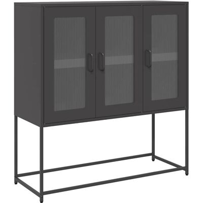 vidaXL Schwarzer Sideboard - 100,5x39x107 cm - Stahlschrankschrank vidaXL Schwarzer Sideboard - 100,5x39x107 cm - Stahlschrankschrank