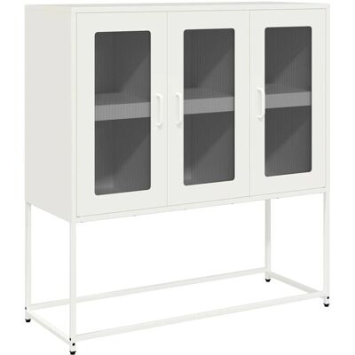 vidaXL Wit dressoir 100,5x39x107 cm koudgewalst stalen opbergkast vidaXL Wit dressoir 100,5x39x107 cm koudgewalst stalen opbergkast