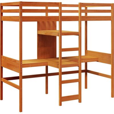 vidaXL Monikäyttöinen kerrossänky työpöydällä ja hyllyillä Ruskea 90x200cm - Sänky vidaXL Monikäyttöinen kerrossänky työpöydällä ja hyllyillä Ruskea 90x200cm - Sänky