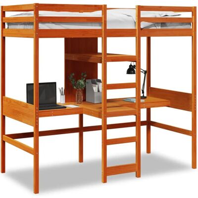 vidaXL 3308546 Bett - Hochbett mit Schreibtisch & Regalen vidaXL 3308546 Bett - Hochbett mit Schreibtisch & Regalen