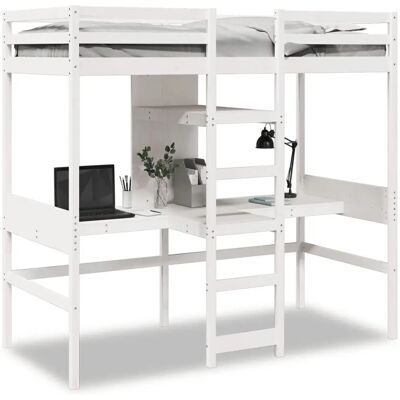 vidaXL Hoogslaper met bureau en planken - 75x190cm - Hout vidaXL Hoogslaper met bureau en planken - 75x190cm - Hout
