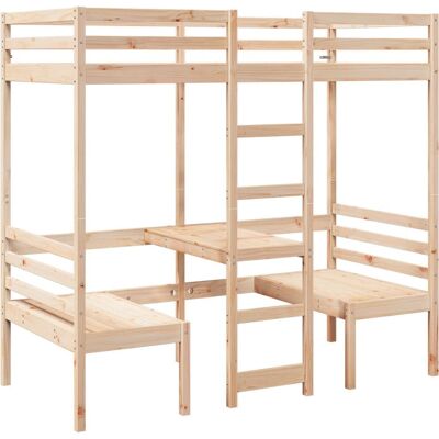 vidaXL Hochbett Mit Schreibtisch & Stühlen 80x200cm - Bett vidaXL Hochbett Mit Schreibtisch & Stühlen 80x200cm - Bett