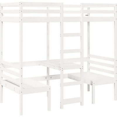 vidaXL Hochbett Mit Schreibtisch & Stühlen 75x190cm - Bett vidaXL Hochbett Mit Schreibtisch & Stühlen 75x190cm - Bett