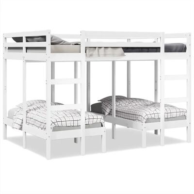 vidaXL Doppelstockbett Weiß Massivholz Kiefer - Etagenbett vidaXL Doppelstockbett Weiß Massivholz Kiefer - Etagenbett