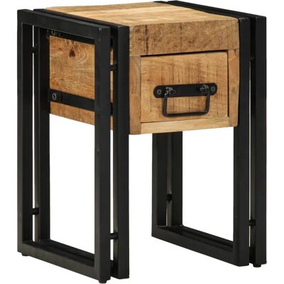 vidaXL Schwarzer Mangoholz Beistelltisch mit Schublade - 30x30x40 cm vidaXL Schwarzer Mangoholz Beistelltisch mit Schublade - 30x30x40 cm