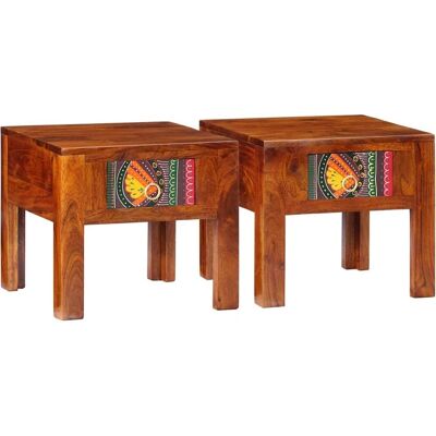 vidaXL Nachtkastje Set 2 Stuks 40x40x36cm Massief Hout vidaXL Nachtkastje Set 2 Stuks 40x40x36cm Massief Hout