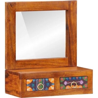 Vidaxl Holz-Wandregal mit Spiegel - Art Deco Aufbewahrung Vidaxl Holz-Wandregal mit Spiegel - Art Deco Aufbewahrung