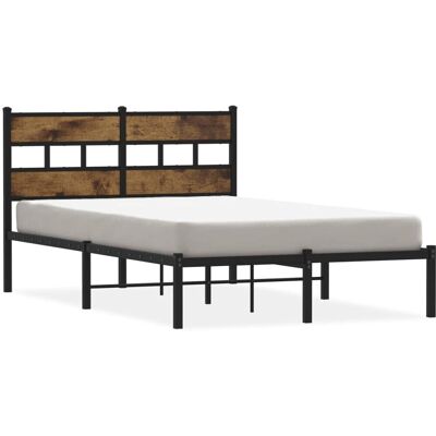 vidaXL Metallbett - Räuchereiche - Stabile Unterstützung - 120x190 cm - Bettgestell vidaXL Metallbett - Räuchereiche - Stabile Unterstützung - 120x190 cm - Bettgestell