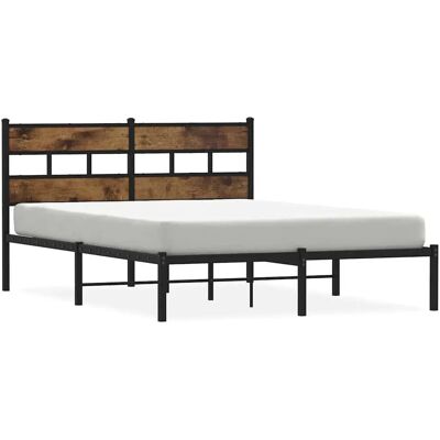 vidaXL Metaalbed zonder Matras - Gerookt Eiken 140x190cm - Bedframe vidaXL Metaalbed zonder Matras - Gerookt Eiken 140x190cm - Bedframe
