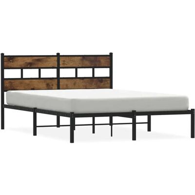VidaXL metalen bedframe 160x200 - Rauch eiken finish VidaXL metalen bedframe 160x200 - Rauch eiken finish