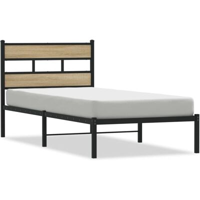vidaXL Metal Bed Frame - Sonoma Oak - 140x200 cm - Bed frame vidaXL Metal Bed Frame - Sonoma Oak - 140x200 cm - Bed frame