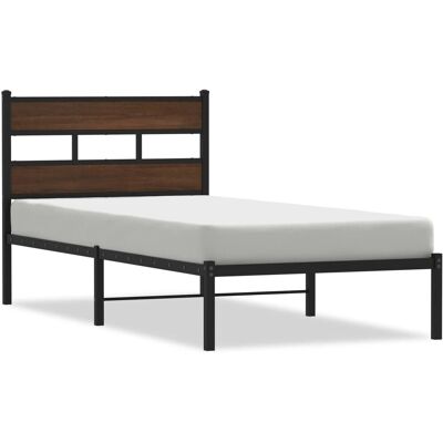vidaXL Metallbett mit Eichen-Optik - Unterstützung für 120x190 cm Matratze vidaXL Metallbett mit Eichen-Optik - Unterstützung für 120x190 cm Matratze