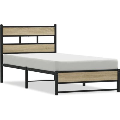 VidaXL Sänkykehys - Sonoma Tammen - Kestävä Metallirakenne - 135x190 cm VidaXL Sänkykehys - Sonoma Tammen - Kestävä Metallirakenne - 135x190 cm