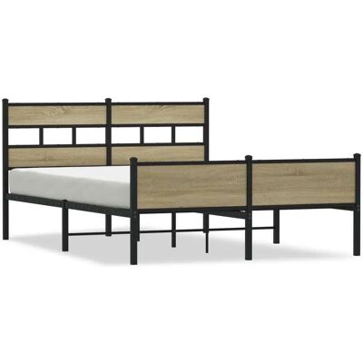 vidaXL Metallivuode Sonoma Tammi 140x190 cm ilman Patjaa vidaXL Metallivuode Sonoma Tammi 140x190 cm ilman Patjaa
