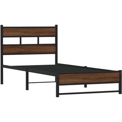 vidaXL Metalen Bed Frame Bruin Eiken - Bedframe vidaXL Metalen Bed Frame Bruin Eiken - Bedframe