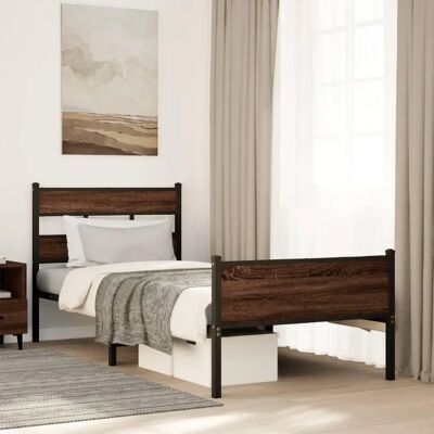 vidaXL Bettgestell Braun Eiche 100x190 cm - Bett Typ vidaXL Bettgestell Braun Eiche 100x190 cm - Bett Typ