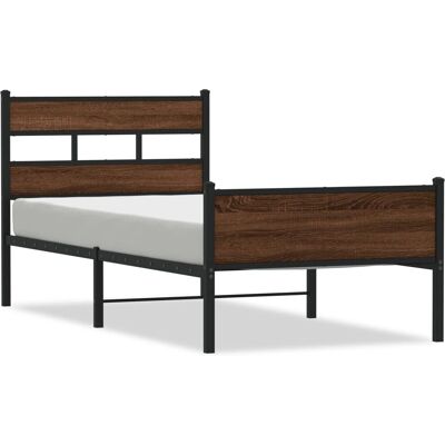 vidaXL Metallbett Braun Eichen-Optik 107x200 cm - Bettgestell vidaXL Metallbett Braun Eichen-Optik 107x200 cm - Bettgestell