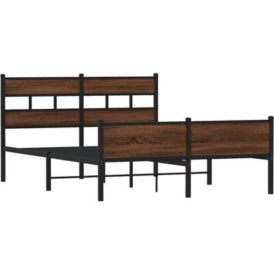 vidaXL Bettgestell - Braun Eiche - 150x200 cm vidaXL Bettgestell - Braun Eiche - 150x200 cm