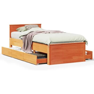 vidaXL Bettgestell Wachsbraun 140x190 cm Massivholz Kiefer - Bettgestell vidaXL Bettgestell Wachsbraun 140x190 cm Massivholz Kiefer - Bettgestell