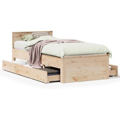 VidaXL Bettrahmen - Massives Kiefernholz, Rustik Charm, Stauraum, 75x190 cm VidaXL Bettrahmen - Massives Kiefernholz, Rustik Charm, Stauraum, 75x190 cm
