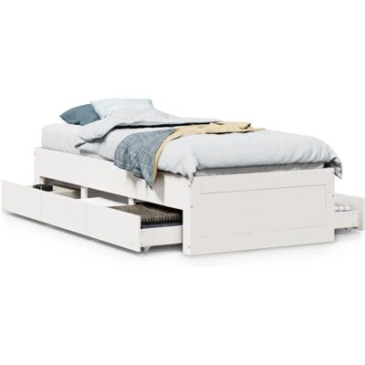 vidaXL 3308814 Valkoinen mäntypuinen sängynrunko laatikoilla - Sänky vidaXL 3308814 Valkoinen mäntypuinen sängynrunko laatikoilla - Sänky