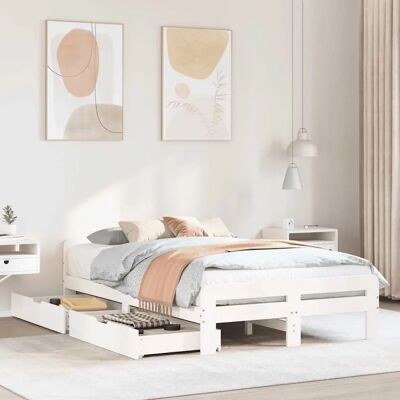 vidaXL Sänkykehys Valkoinen 135x190 cm Kestävä Massiivipuu Mänty vidaXL Sänkykehys Valkoinen 135x190 cm Kestävä Massiivipuu Mänty