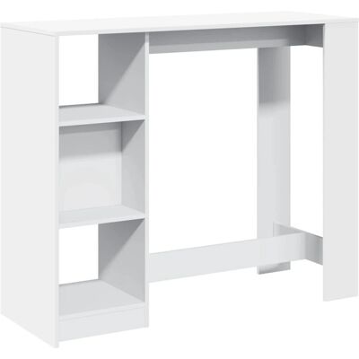 vidaXL Weiße Engineered Wood Bar-Tisch mit Regal - Esstisch vidaXL Weiße Engineered Wood Bar-Tisch mit Regal - Esstisch