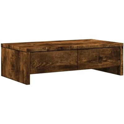 Monitorstandaard met lades - Gerookt eikenhout - 50x27x15cm - Monitor Standaard Monitorstandaard met lades - Gerookt eikenhout - 50x27x15cm - Monitor Standaard
