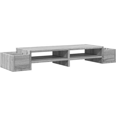 vidaXL Näyttöjalka säilytystilalla harmaa Sonoma 100x27x15 cm Insinööri puu - Näyttötyyppi vidaXL Näyttöjalka säilytystilalla harmaa Sonoma 100x27x15 cm Insinööri puu - Näyttötyyppi
