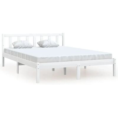 vidaXL Weiße 140x210 cm Holz-Bettgestell - Bettart vidaXL Weiße 140x210 cm Holz-Bettgestell - Bettart
