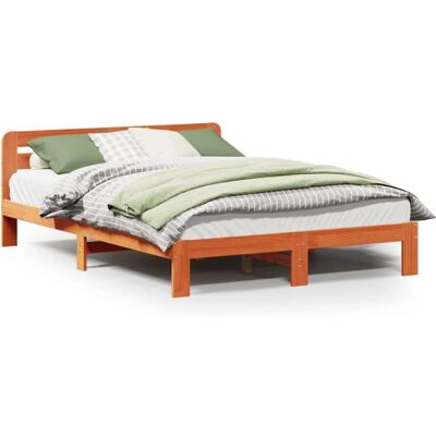 vidaXL Bettgestell - 120x200 cm - Massiv Kiefernholz - Wachsbraun - Bettart vidaXL Bettgestell - 120x200 cm - Massiv Kiefernholz - Wachsbraun - Bettart
