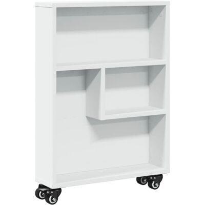 vidaXL Schmaler Lagerwagen Weiß - Bücherregal vidaXL Schmaler Lagerwagen Weiß - Bücherregal