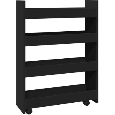 vidaXL Narrow Storage Trolley - 4 Tier Black Storage Cart vidaXL Narrow Storage Trolley - 4 Tier Black Storage Cart