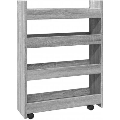 vidaXL Narrow Storage Trolley 4 Tier Grey Sonoma - Storage Trolley vidaXL Narrow Storage Trolley 4 Tier Grey Sonoma - Storage Trolley