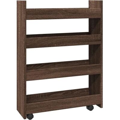 vidaXL Brown Oak Narrow Storage Trolley 4 Tier - Storage trolley vidaXL Brown Oak Narrow Storage Trolley 4 Tier - Storage trolley