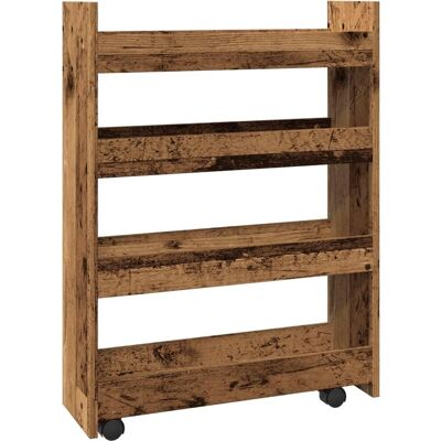 vidaXL Narrow Storage Trolley 4 Tier Old Wood - Storage Trolley vidaXL Narrow Storage Trolley 4 Tier Old Wood - Storage Trolley
