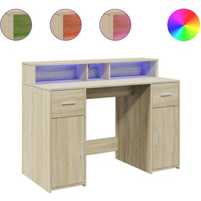 vidaXL 3309413 Bureau en chêne Sonoma avec LED - Bureau et Gaming vidaXL 3309413 Bureau en chêne Sonoma avec LED - Bureau et Gaming