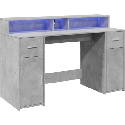 vidaXL Schreibtisch mit LED-Beleuchtung Beton Grau - Schreibtisch vidaXL Schreibtisch mit LED-Beleuchtung Beton Grau - Schreibtisch