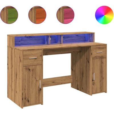 vidaXL 3309428 Bureau met LED-verlichting - Kantoormeubelen vidaXL 3309428 Bureau met LED-verlichting - Kantoormeubelen