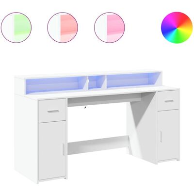 vidaXL 3309429 Wit LED Bureau - Kantoor & Gaming Tafel vidaXL 3309429 Wit LED Bureau - Kantoor & Gaming Tafel