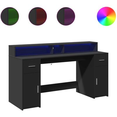 vidaXL Schwarzer LED-Schreibtisch 160x55x91cm - Schreibtisch vidaXL Schwarzer LED-Schreibtisch 160x55x91cm - Schreibtisch