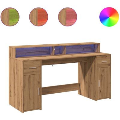 VidaXL 3309437 Artisian Eiche LED Schreibtisch - Stabil VidaXL 3309437 Artisian Eiche LED Schreibtisch - Stabil