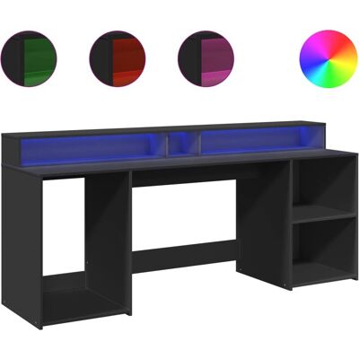vidaXL 3309439 desk - LED Lights - Black - 200x55x91 cm vidaXL 3309439 desk - LED Lights - Black - 200x55x91 cm