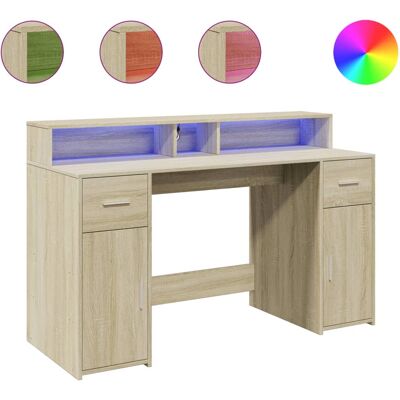 vidaXL 3309440 Schreibtisch mit LED-Lichtern Sonoma Eiche - Schreibtisch vidaXL 3309440 Schreibtisch mit LED-Lichtern Sonoma Eiche - Schreibtisch