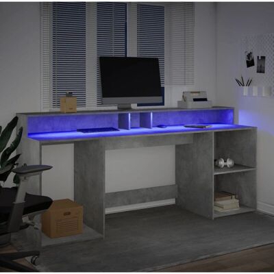engineering hout bureau met LED-verlichting - 200x55x91cm engineering hout bureau met LED-verlichting - 200x55x91cm