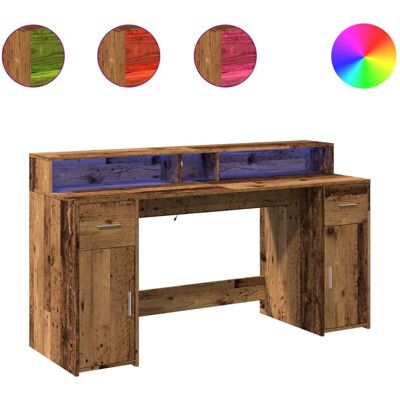 vidaXL 3309445 Oud hout LED bureau - Kantoormeubel vidaXL 3309445 Oud hout LED bureau - Kantoormeubel