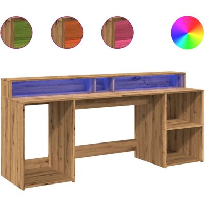 VidaXL Artisan Eiken LED Bureau - 200x55x91cm - Stabiel & Stijlvol VidaXL Artisan Eiken LED Bureau - 200x55x91cm - Stabiel & Stijlvol