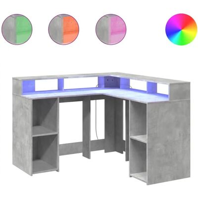 vidaXL 3309450 Schreibtisch - LED-Beleuchtung, Stauraum, Holzwerkstoff - Studium/Büro vidaXL 3309450 Schreibtisch - LED-Beleuchtung, Stauraum, Holzwerkstoff - Studium/Büro