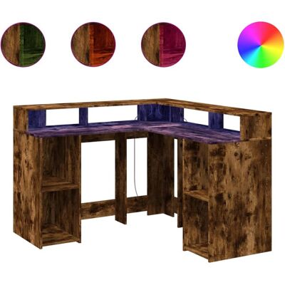 vidaXL 3309451 desk - LED Lights Smoked Oak Engineered Wood vidaXL 3309451 desk - LED Lights Smoked Oak Engineered Wood