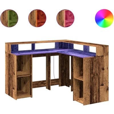 vidaXL 3309454 Altholz LED-Schreibtisch - Schreibtisch vidaXL 3309454 Altholz LED-Schreibtisch - Schreibtisch